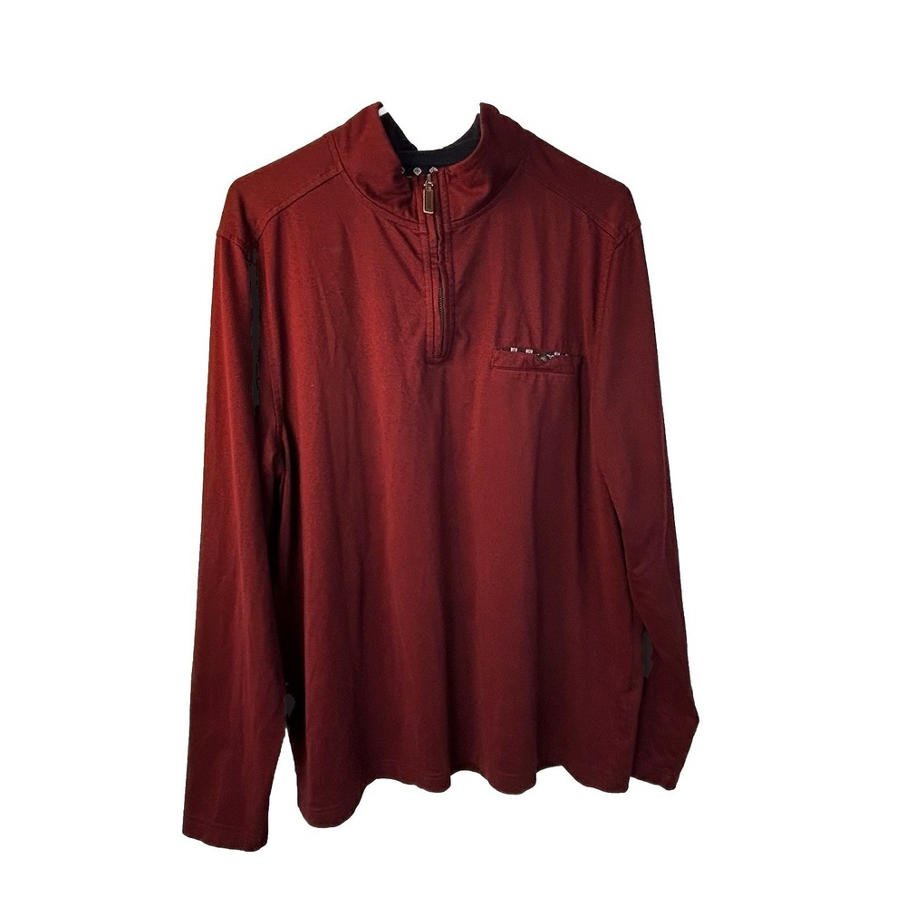 Age of Wisdom Mens L/G Burgundy Red Quarter Zip‎ Pullover Long Sleeve Shirt